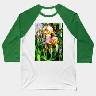 Irises By Picket Fence Baseball T-Shirt